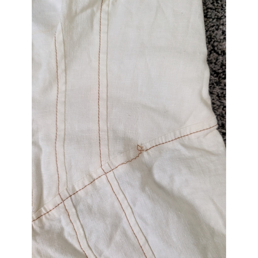 Urban‎ Outfitters Cream Linen Blend Corset Halter Romper XS/S Contrast Stitching - Picture 3 of 7